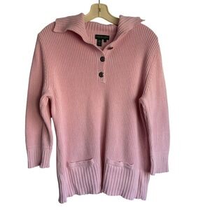 VTG Lauren Ralph Lauren Jeans Company Pink High Neck Sweater 100% Cotton Size XL